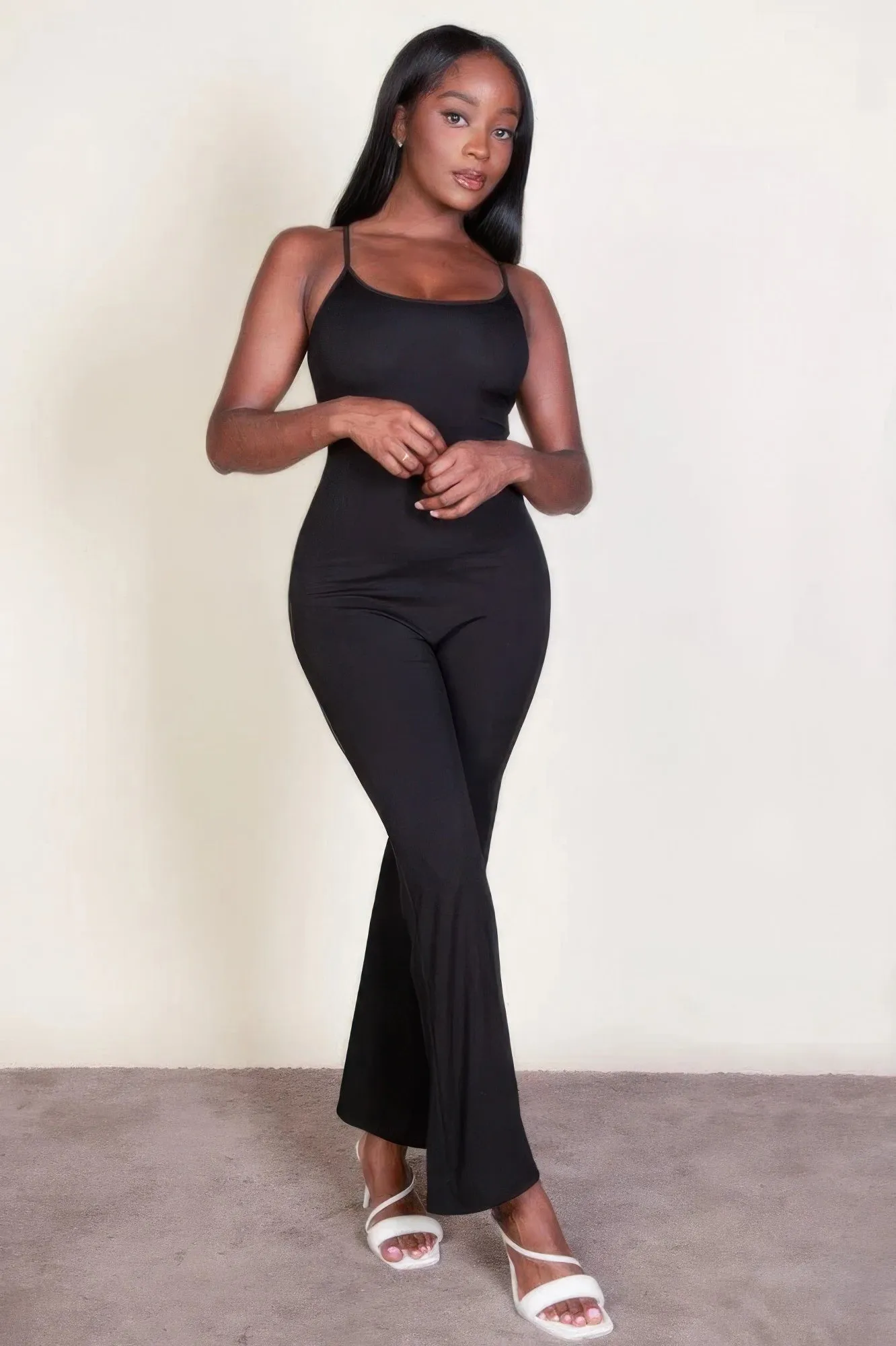 Ribbed sleeveless wide leg jumpsuit sold by Gigi Laurent