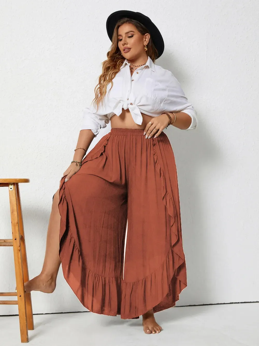 Plus Size Ruffled Wide Leg Pants sold by Gigi Laurent product image thumbnail 4