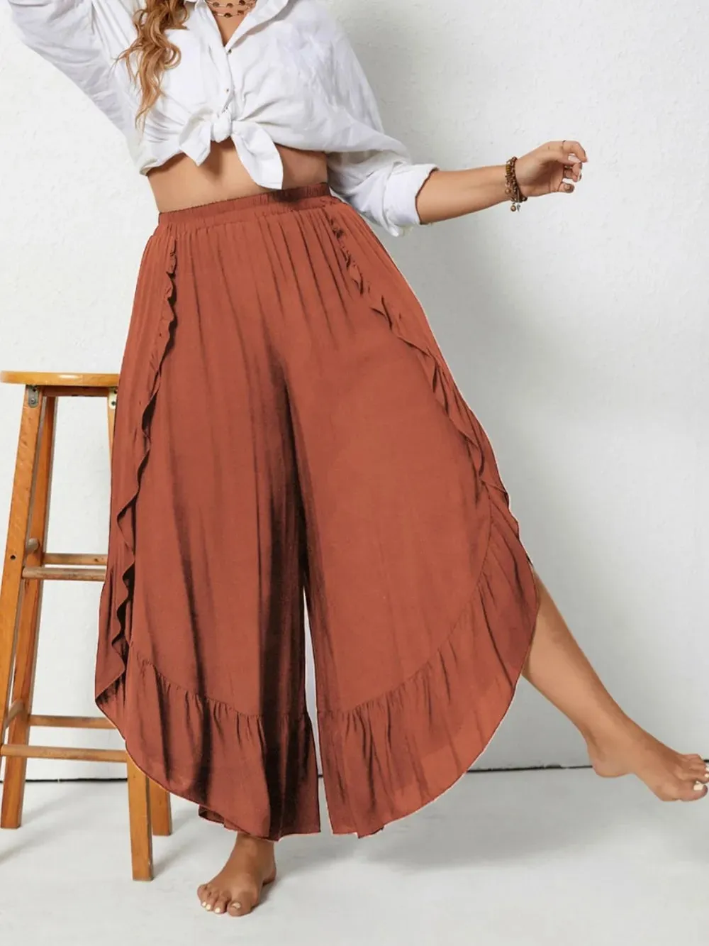 Plus Size Ruffled Wide Leg Pants sold by Gigi Laurent