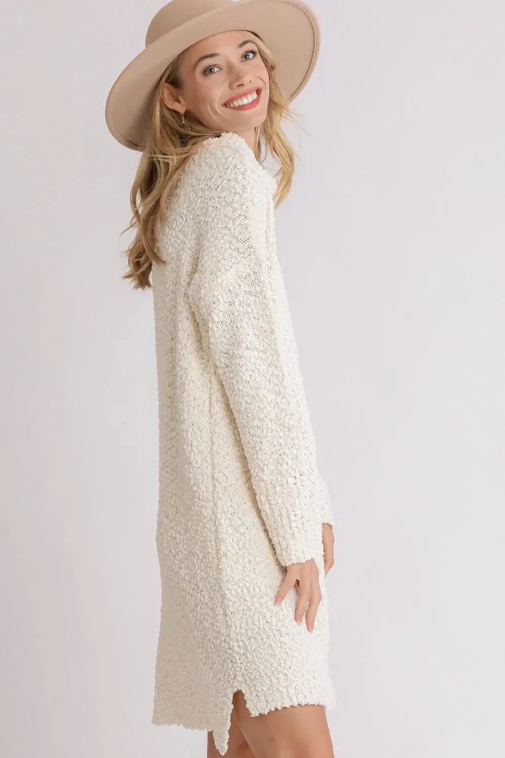 Umgee Full Size High Low Long Sleeve Boucle Sweater Dress Plus Size sold by Gigi Laurent product image thumbnail 3