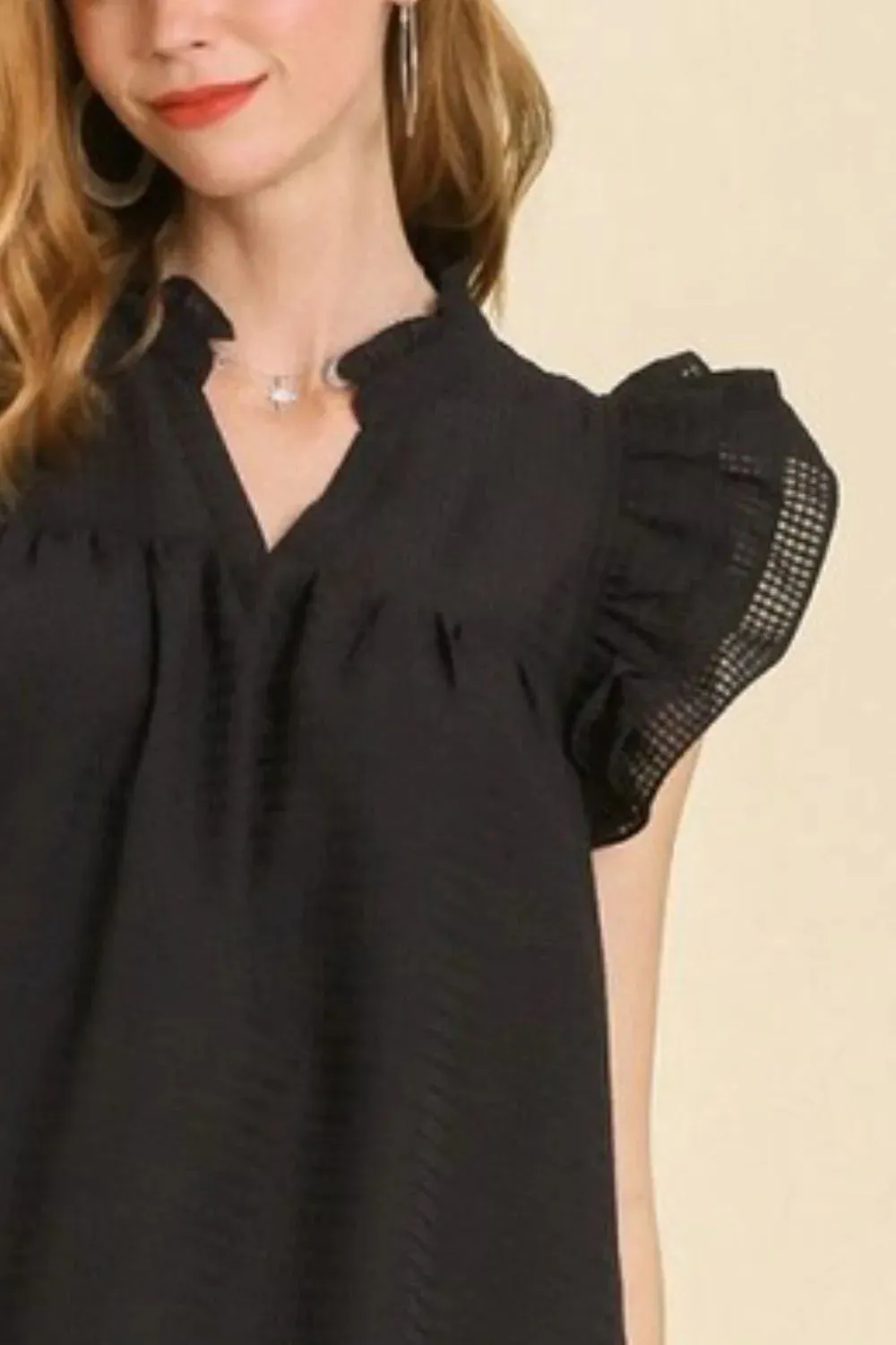 Umgee Full Size Layered Ruffle Sleeve Mini Dress Plus Size sold by Gigi Laurent product image thumbnail 3