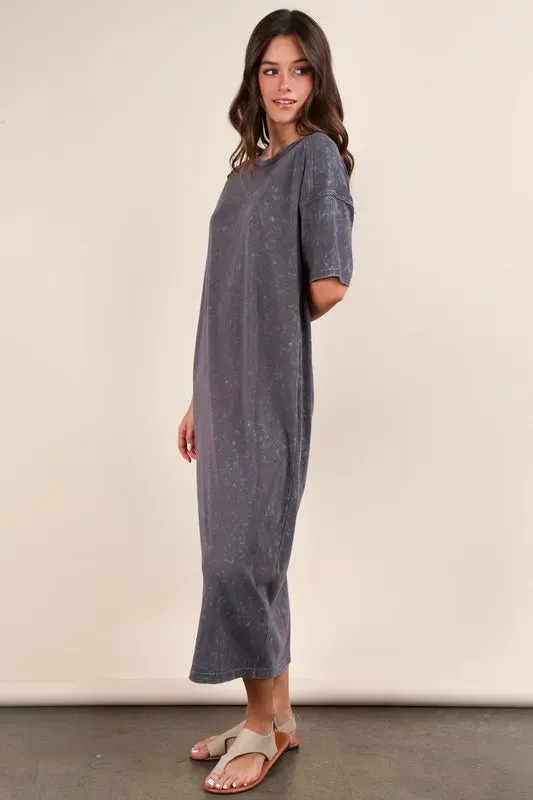 VERY J Plus Size Mineral Washed Casual Comfy Midi Dress sold by Gigi Laurent product image thumbnail 2