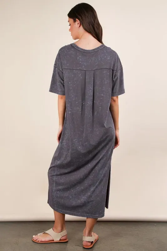 VERY J Plus Size Mineral Washed Casual Comfy Midi Dress sold by Gigi Laurent product image thumbnail 3