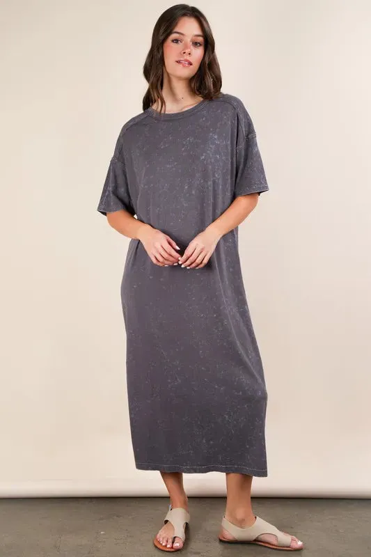 VERY J Plus Size Mineral Washed Casual Comfy Midi Dress sold by Gigi Laurent product image thumbnail 5