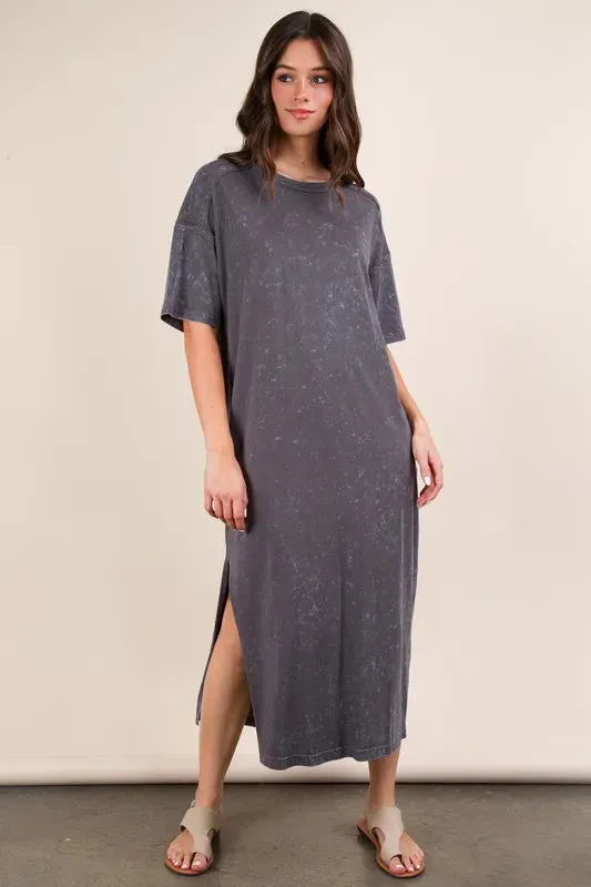 VERY J Plus Size Mineral Washed Casual Comfy Midi Dress sold by Gigi Laurent product image thumbnail 4