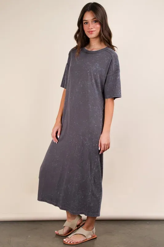 VERY J Plus Size Mineral Washed Casual Comfy Midi Dress sold by Gigi Laurent