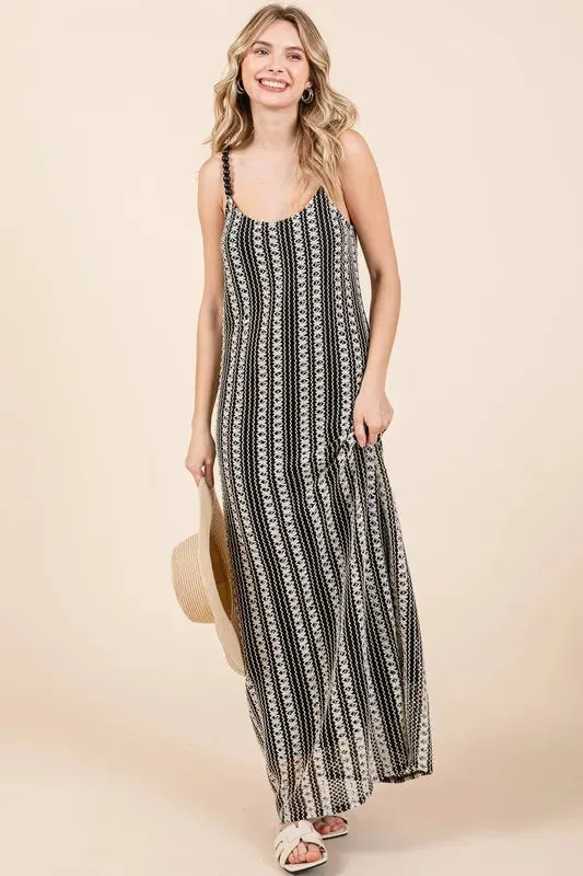 GeeGee Plus Size Striped Scoop Neck Beaded Strap Maxi Cami Dress sold by Gigi Laurent product image thumbnail 3