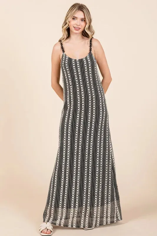 GeeGee Plus Size Striped Scoop Neck Beaded Strap Maxi Cami Dress sold by Gigi Laurent product image thumbnail 2