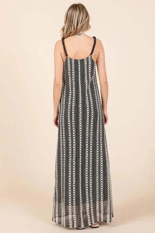 GeeGee Plus Size Striped Scoop Neck Beaded Strap Maxi Cami Dress sold by Gigi Laurent product image thumbnail 5