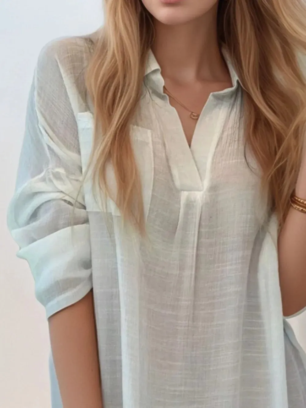 Full Size Side Slit Roll-Tab Sleeve Mini Shirt Dress Plus Size sold by Gigi Laurent product image thumbnail 3