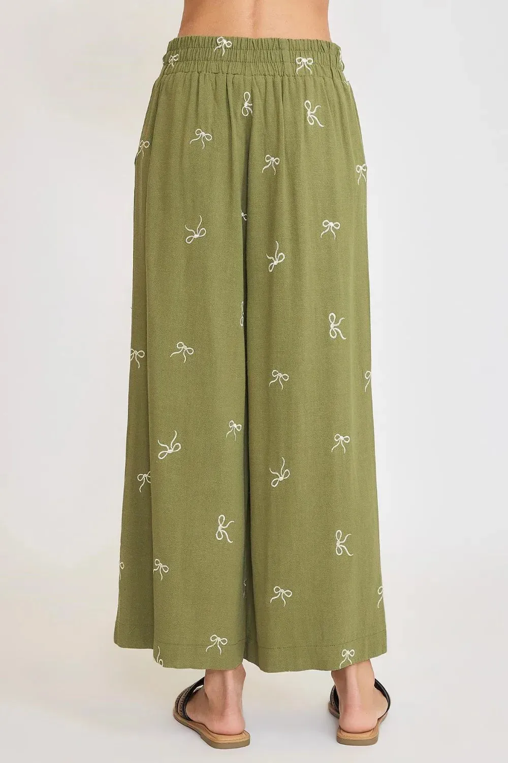 Umgee Full Size Lace Drawstring Embroidered Bow Wide Leg Pants Plus Size sold by Gigi Laurent product image thumbnail 3