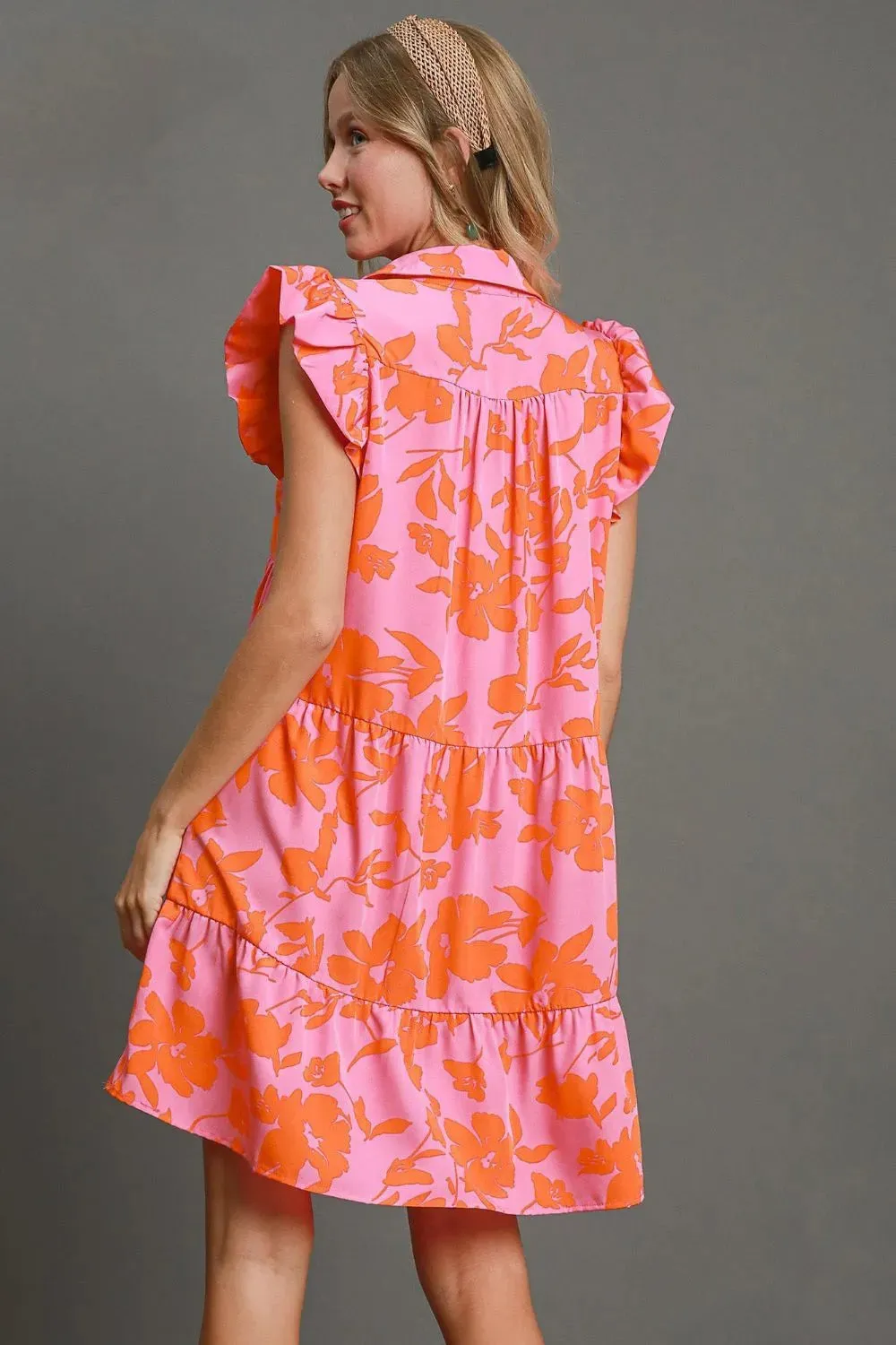 Umgee Full Size Floral Print Ruffle Cap Sleeve Tiered Dress Plus Size sold by Gigi Laurent product image thumbnail 3