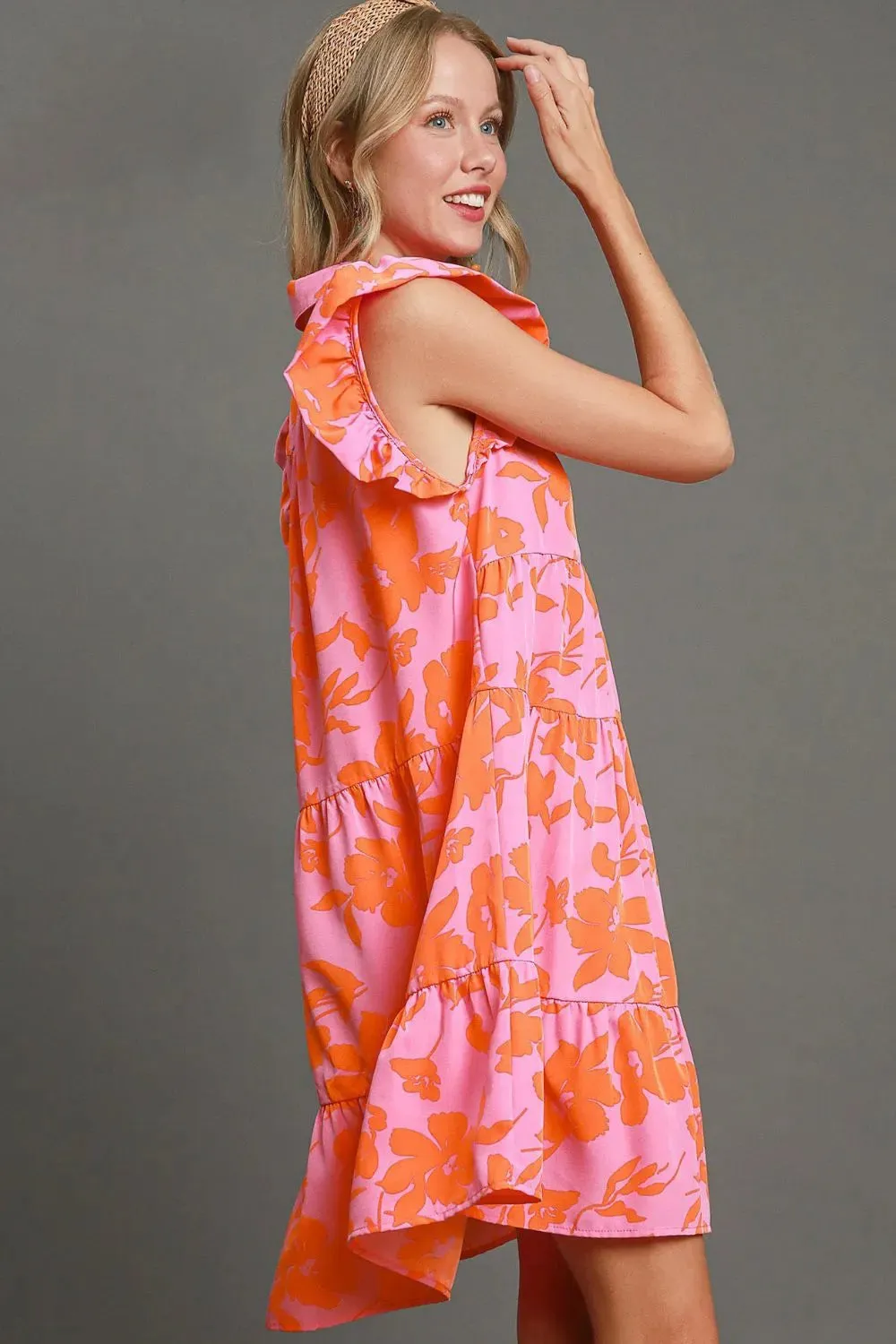Umgee Full Size Floral Print Ruffle Cap Sleeve Tiered Dress Plus Size sold by Gigi Laurent product image thumbnail 2