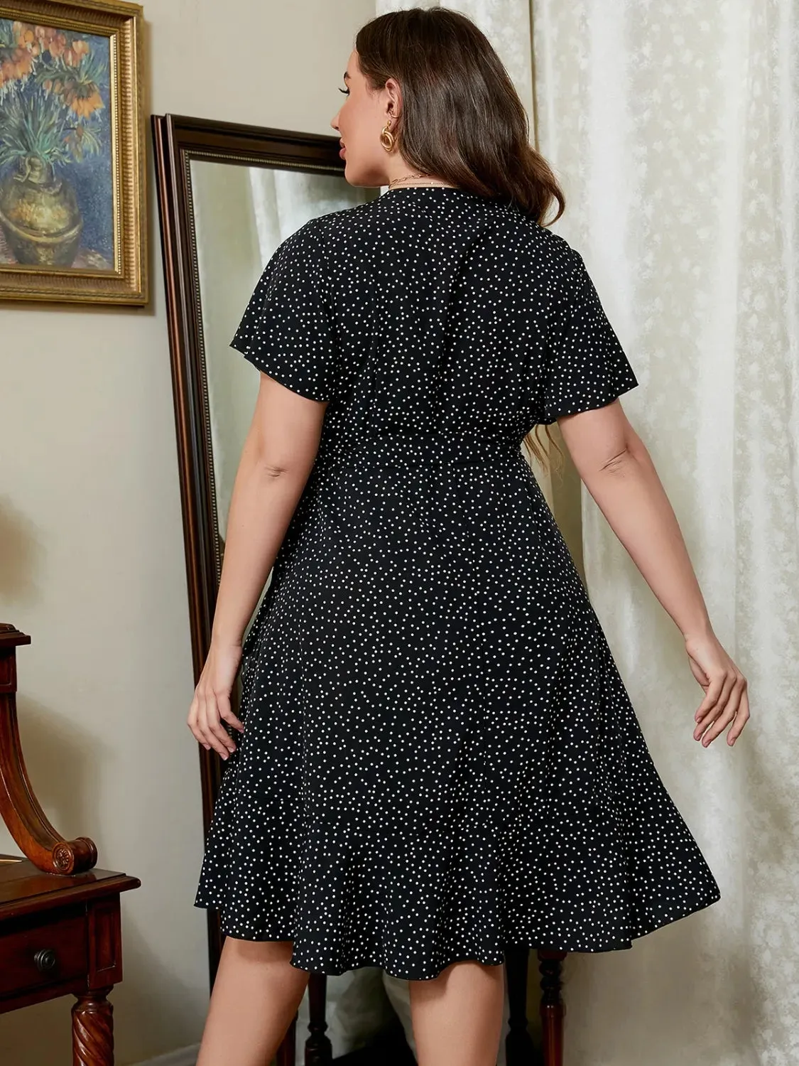 Plus Size Polka Dot Flutter Sleeve Mini Dress sold by Gigi Laurent product image thumbnail 2