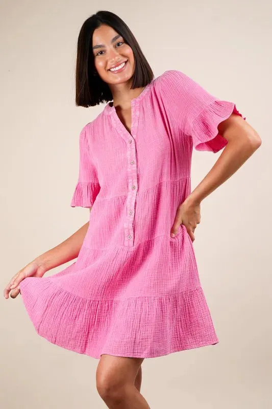 VERY J Plus Size Mineral Washed Woven Mini Dress sold by Gigi Laurent product image thumbnail 4