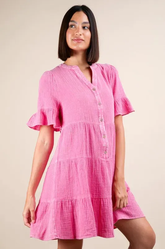 VERY J Plus Size Mineral Washed Woven Mini Dress sold by Gigi Laurent product image thumbnail 5