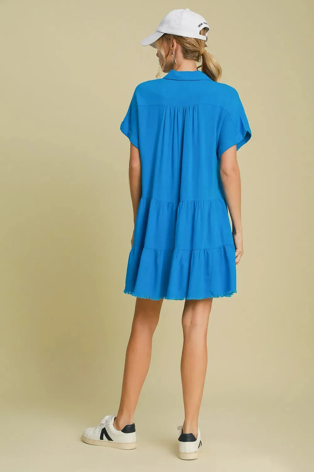 Umgee Full Size Raw Hem Folded Sleeve Tiered Dress Plus Size sold by Gigi Laurent product image thumbnail 2