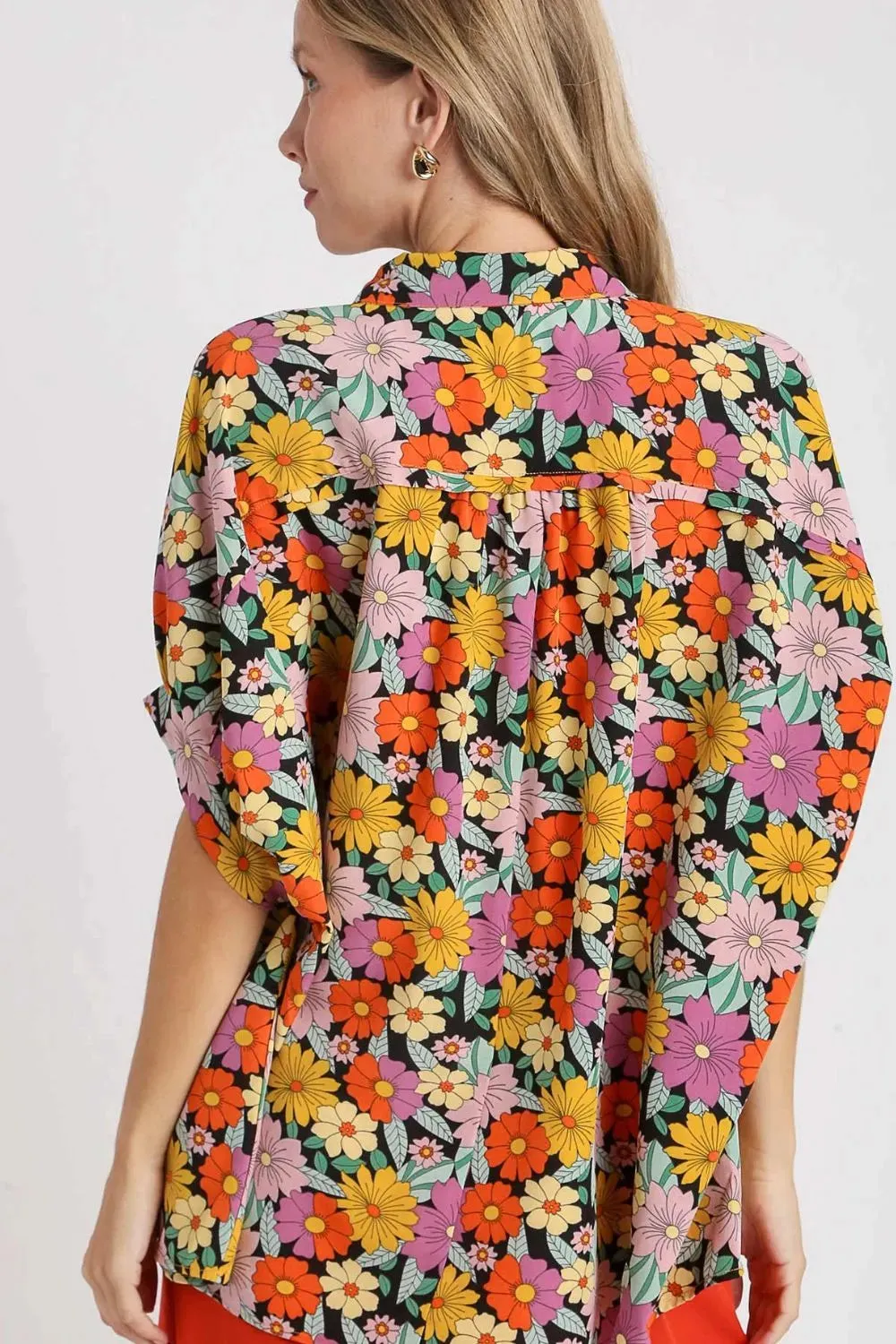 Umgee Full Size Flower Print Boxy Cut Button Down Shirt Plus Size sold by Gigi Laurent product image thumbnail 3