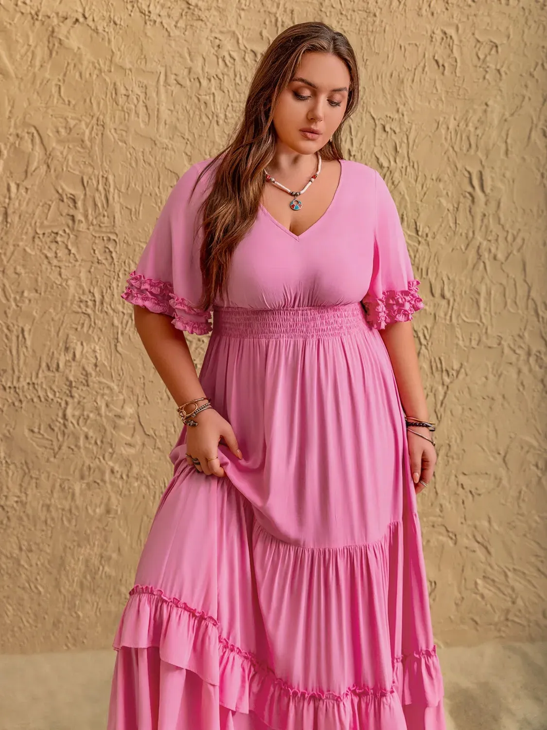 Plus Size V-Neck Half Sleeve Maxi Dress sold by Gigi Laurent product image thumbnail 5