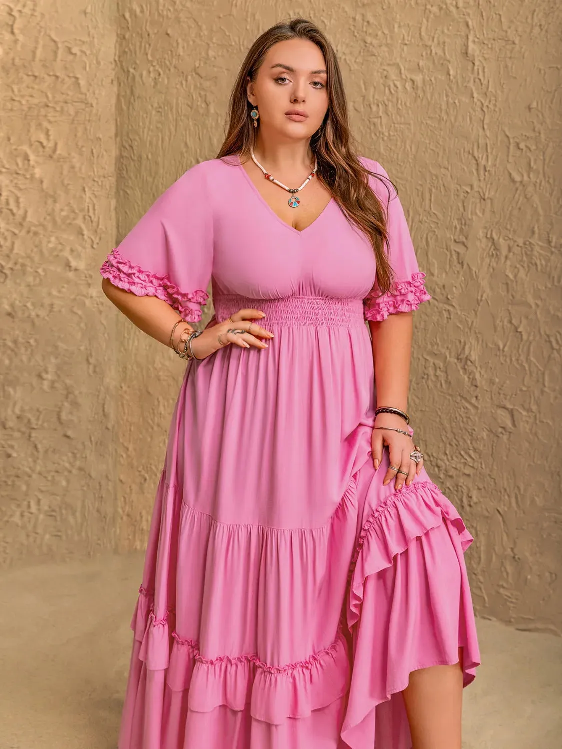 Plus Size V-Neck Half Sleeve Maxi Dress sold by Gigi Laurent product image thumbnail 3