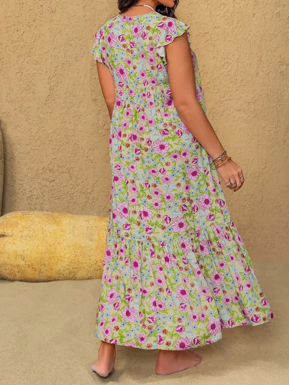 Plus Size Ruffled Printed V-Neck Midi Dress sold by Gigi Laurent product image thumbnail 4