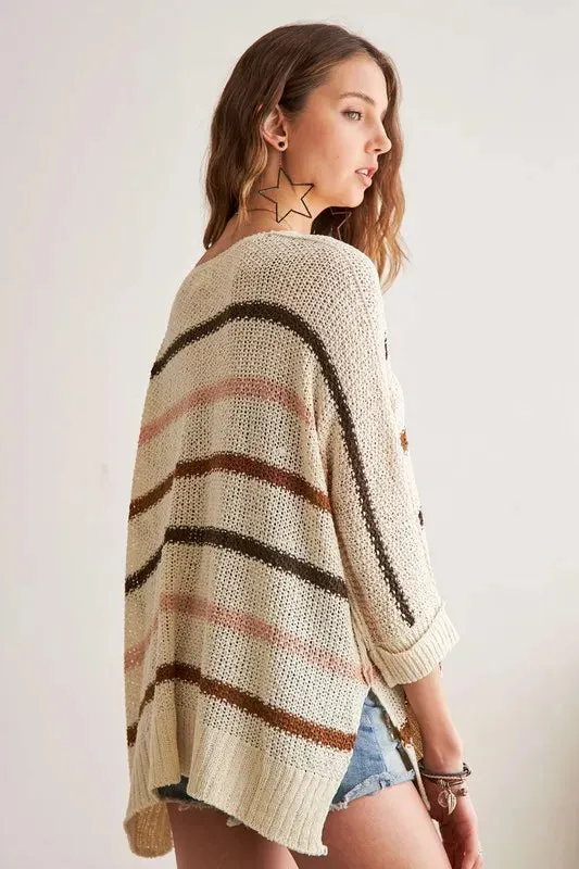 ADORA Full Size Multi Color Strip Sweater Plus Size sold by Gigi Laurent product image thumbnail 2