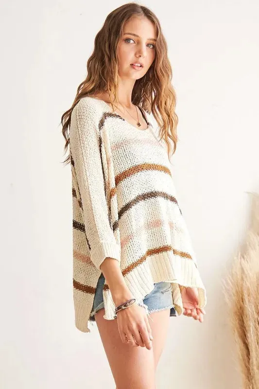 ADORA Full Size Multi Color Strip Sweater Plus Size sold by Gigi Laurent product image thumbnail 5