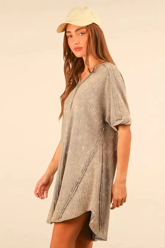VERY J Plus Size Mineral Washed Ribbed Knit Mini Dress sold by Gigi Laurent product image thumbnail 2