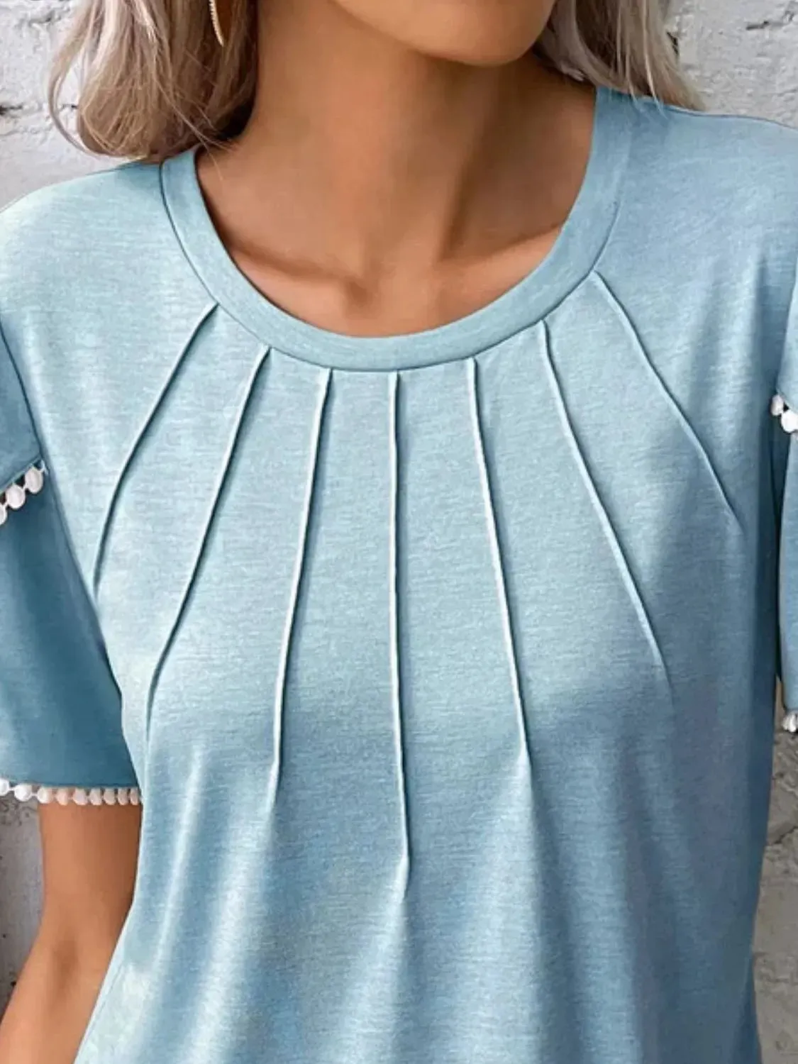 Full Size Round Neck Petal Sleeve Blouse Plus Size sold by Gigi Laurent product image thumbnail 5
