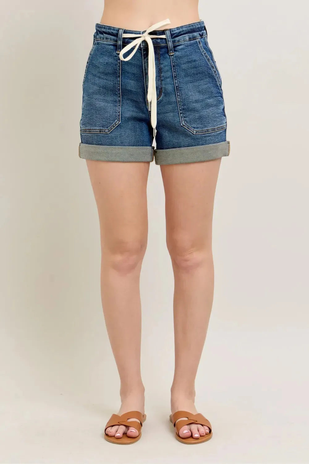 Judy Blue Full Size High Rise Cuff Denim Shorts Plus Size sold by Gigi Laurent