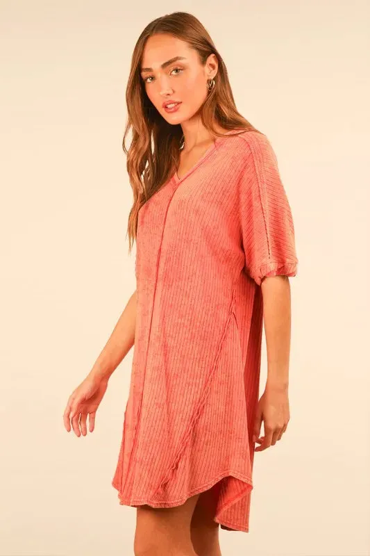 VERY J Plus Size Mineral Washed Ribbed Knit Mini Dress sold by Gigi Laurent product image thumbnail 2