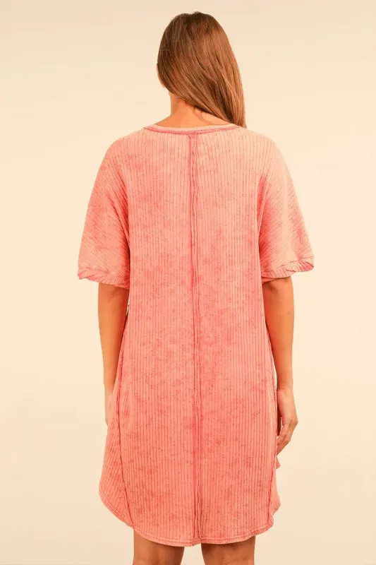 VERY J Plus Size Mineral Washed Ribbed Knit Mini Dress sold by Gigi Laurent product image thumbnail 3