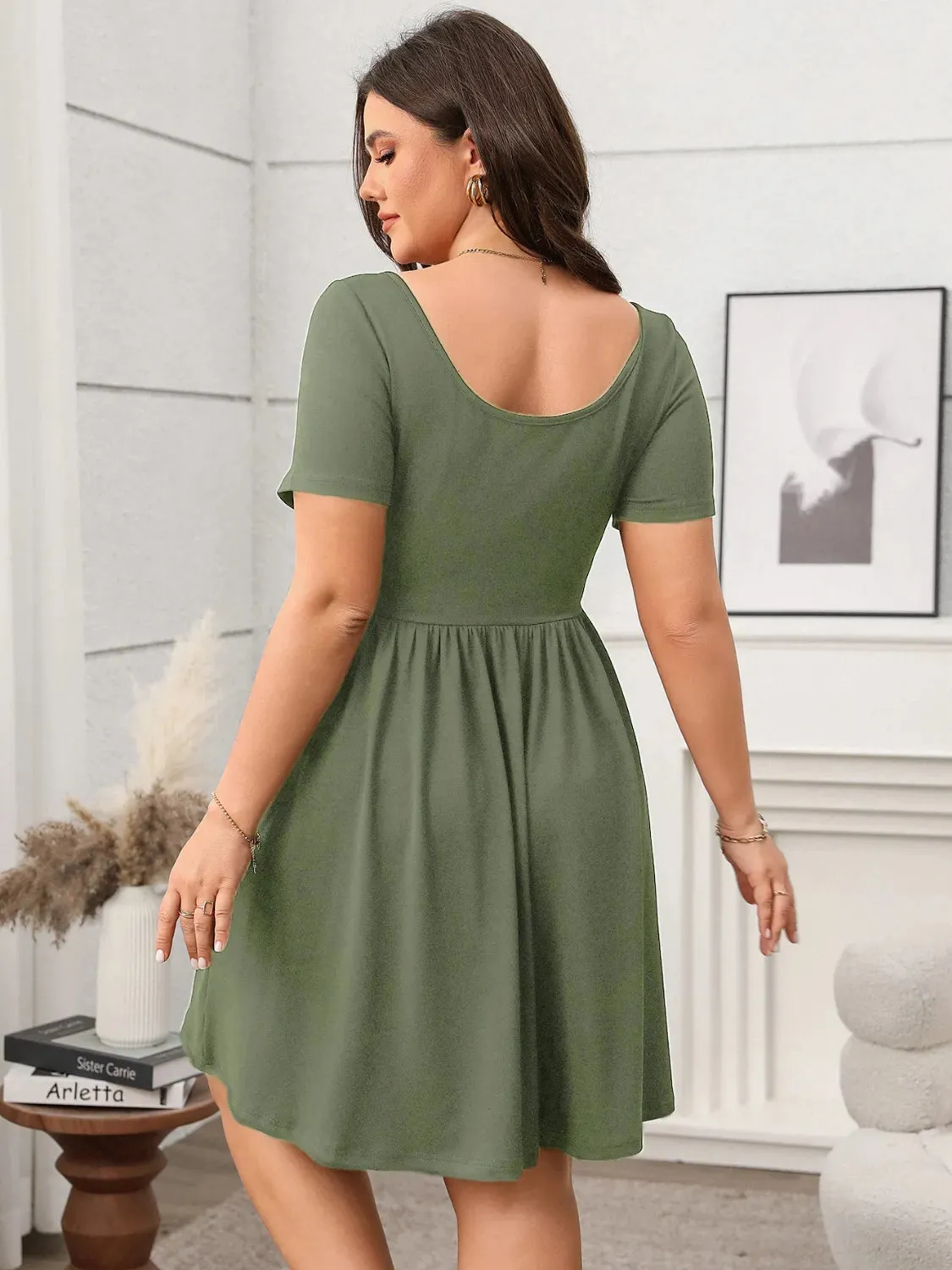 Plus Size Square Neck Short Sleeve Mini Dress sold by Gigi Laurent product image thumbnail 2