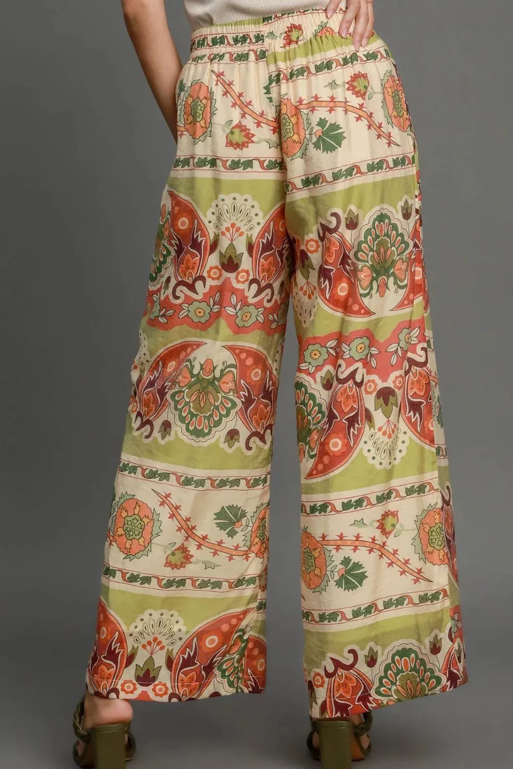 Umgee Full Size Wide Leg Border Print Pants Plus Size sold by Gigi Laurent product image thumbnail 2