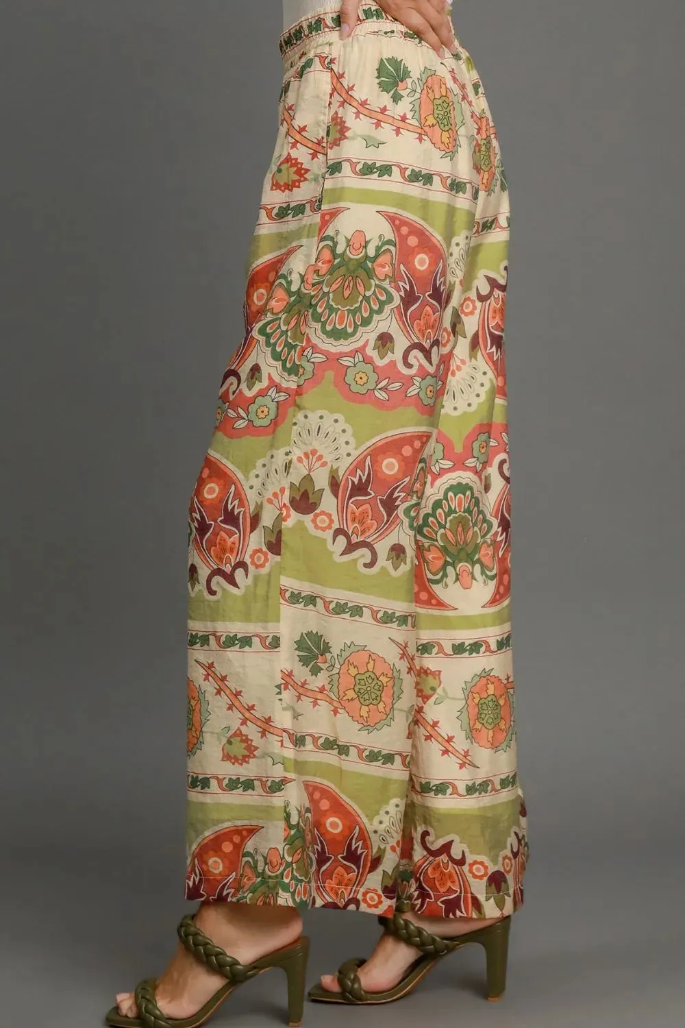 Umgee Full Size Wide Leg Border Print Pants Plus Size sold by Gigi Laurent product image thumbnail 3