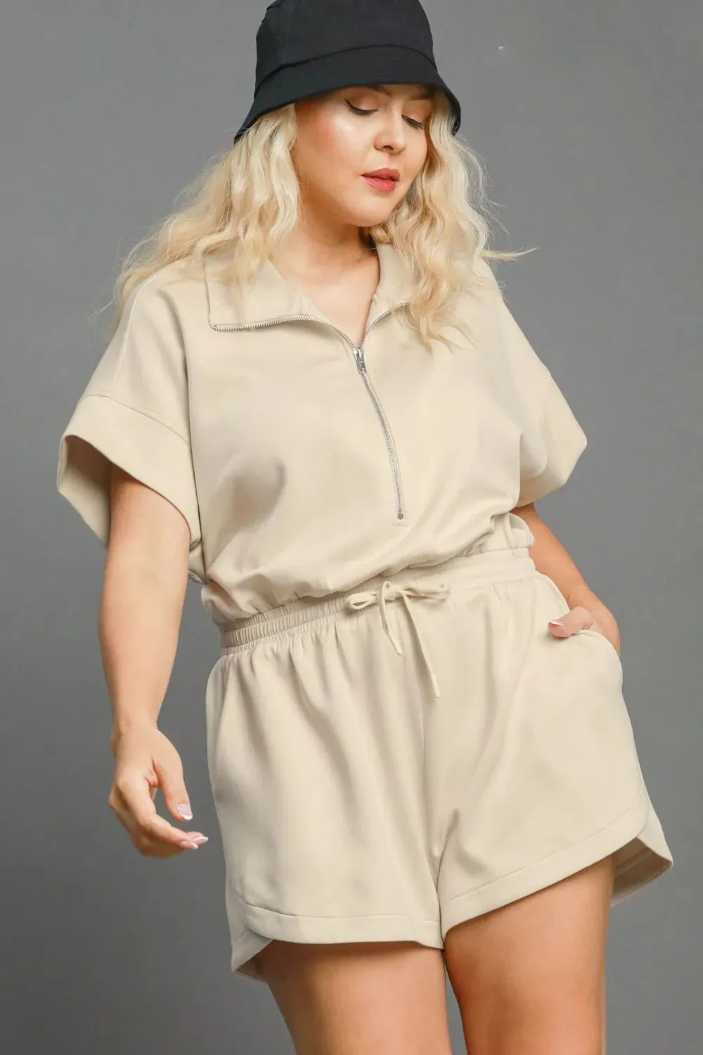 Umgee Full Size Half Sleeve Dolman Sleeved Romper Plus Size sold by Gigi Laurent product image thumbnail 3