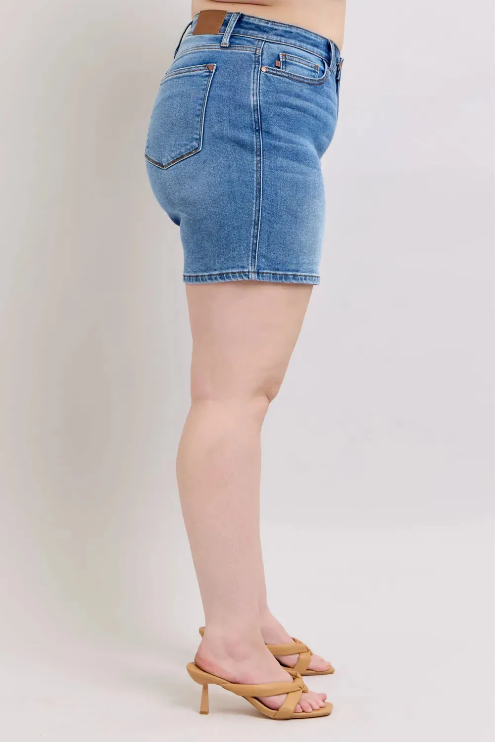 Judy Blue Full Size 2 Button Denim Shorts with Pockets Plus Size sold by Gigi Laurent product image thumbnail 3