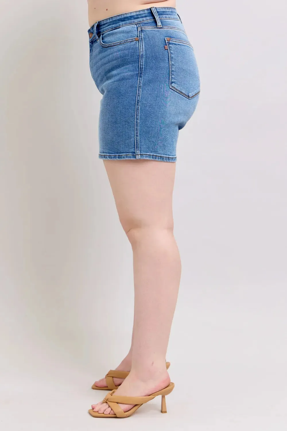 Judy Blue Full Size 2 Button Denim Shorts with Pockets Plus Size sold by Gigi Laurent product image thumbnail 2