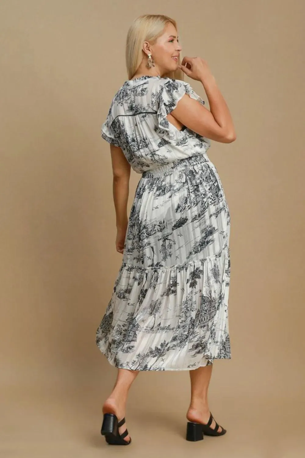 Umgee Full Size Two Tone Landscape Print Midi Dress Plus Size sold by Gigi Laurent product image thumbnail 3