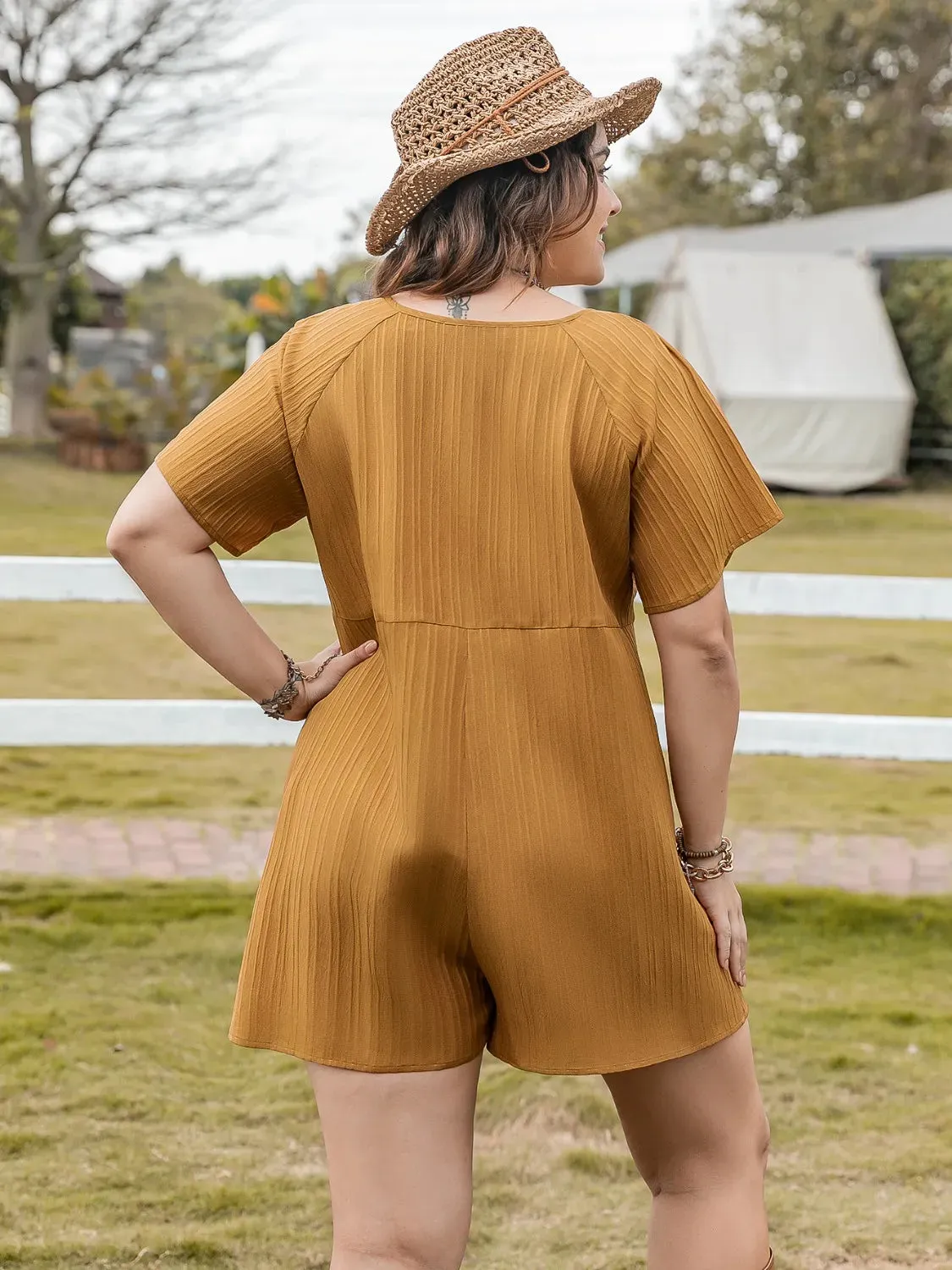 Plus Size V-Neck Short Sleeve Romper sold by Gigi Laurent product image thumbnail 3