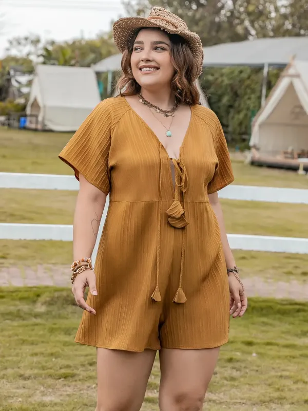 Plus Size V-Neck Short Sleeve Romper sold by Gigi Laurent