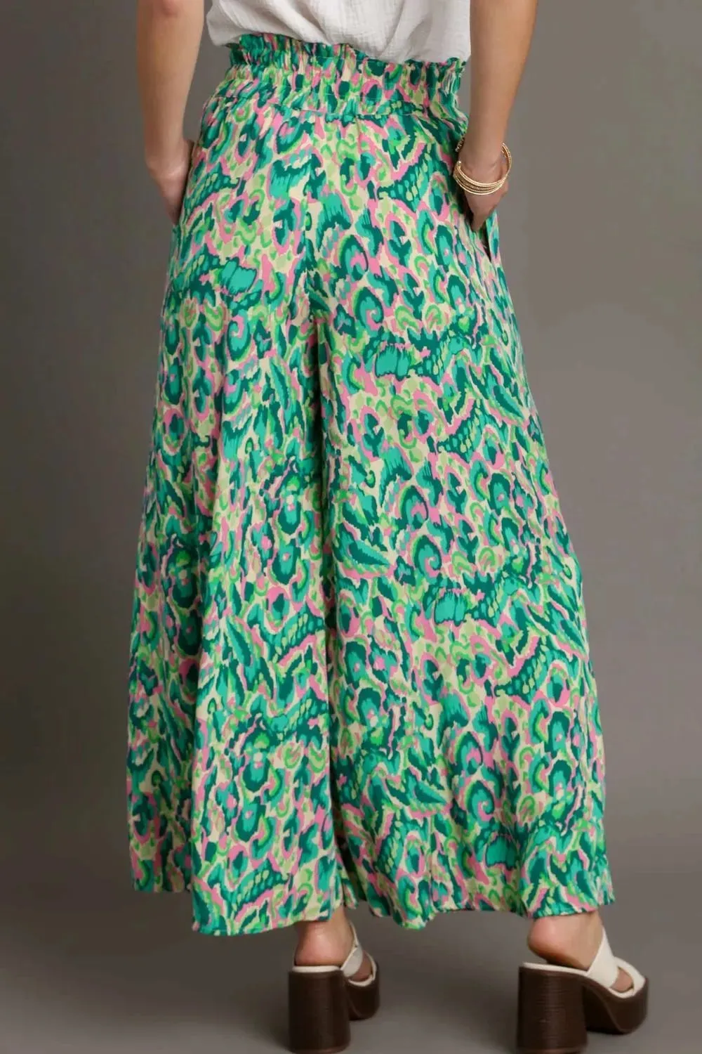 Umgee Full Size Mixed Print High Waist Wide Leg Pants Plus Size sold by Gigi Laurent product image thumbnail 4