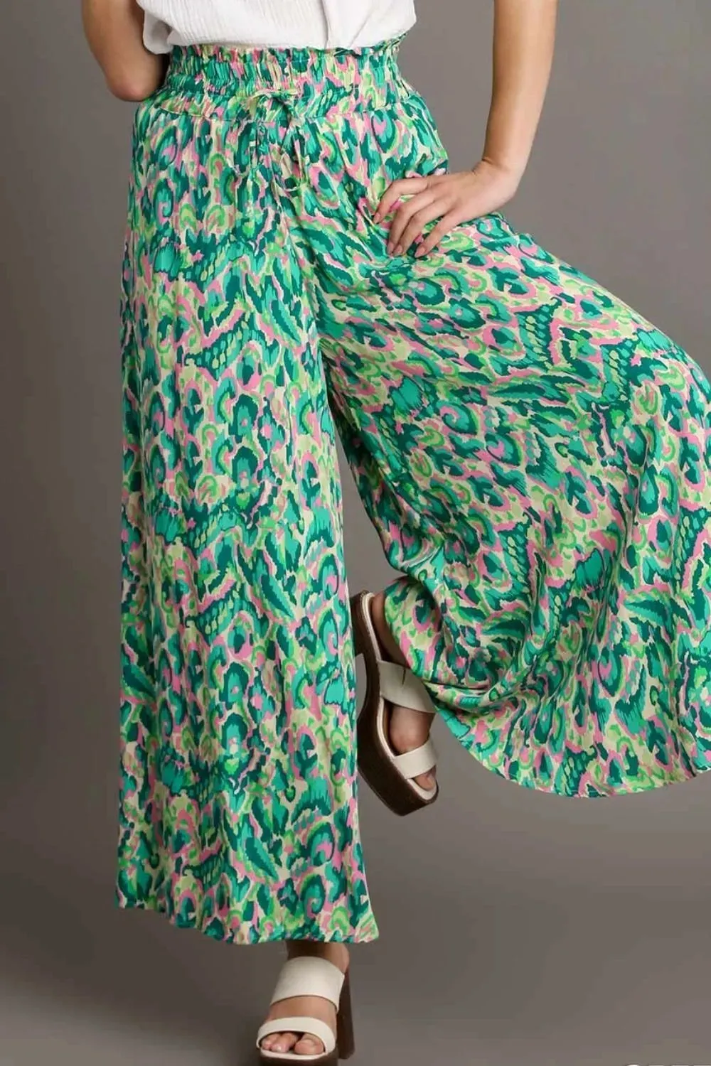Umgee Full Size Mixed Print High Waist Wide Leg Pants Plus Size sold by Gigi Laurent product image thumbnail 2