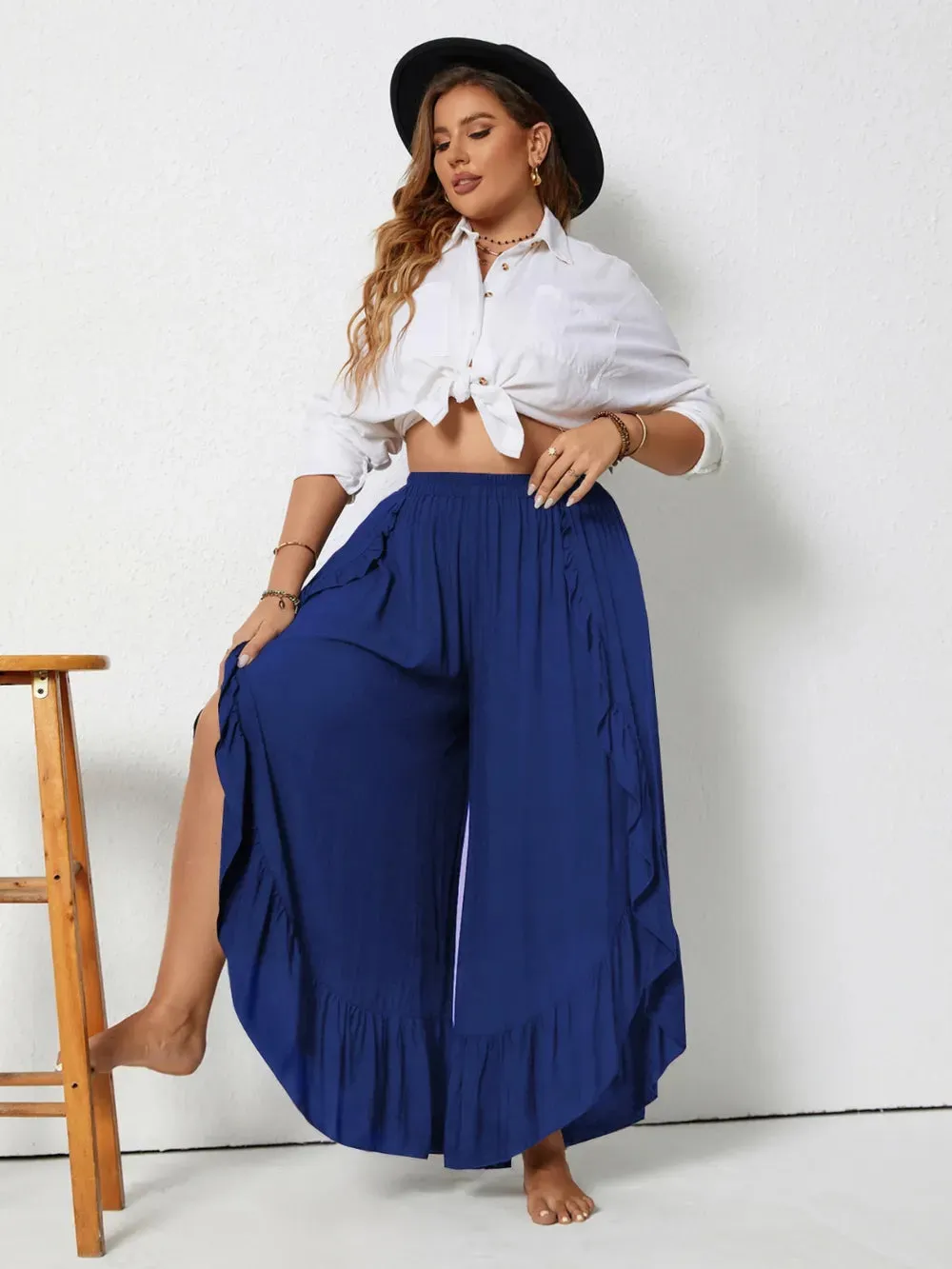 Plus Size Ruffled Wide Leg Pants sold by Gigi Laurent product image thumbnail 3