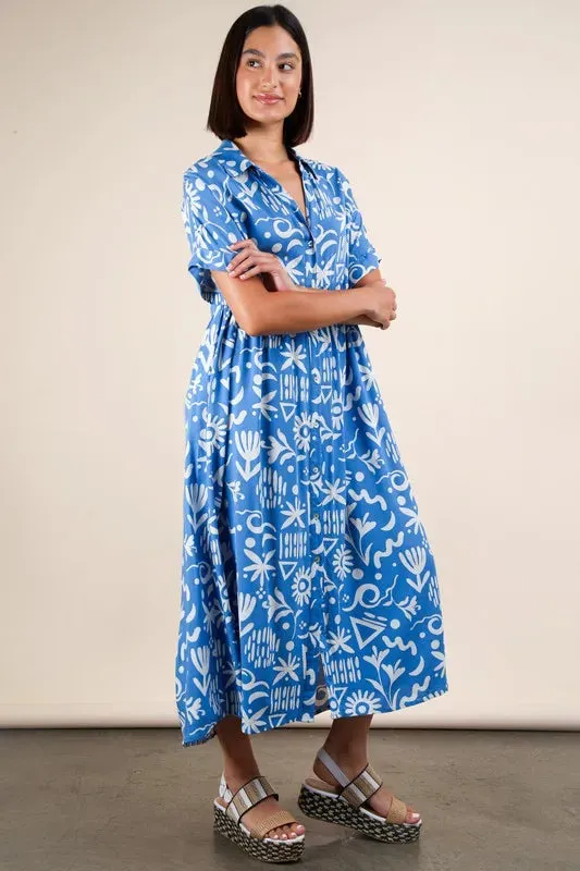 VERY J Plus Size Oversized Printed Shirt Midi Dress sold by Gigi Laurent product image thumbnail 5