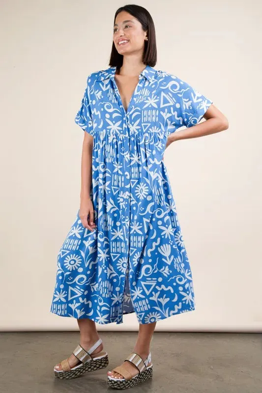 VERY J Plus Size Oversized Printed Shirt Midi Dress sold by Gigi Laurent product image thumbnail 4