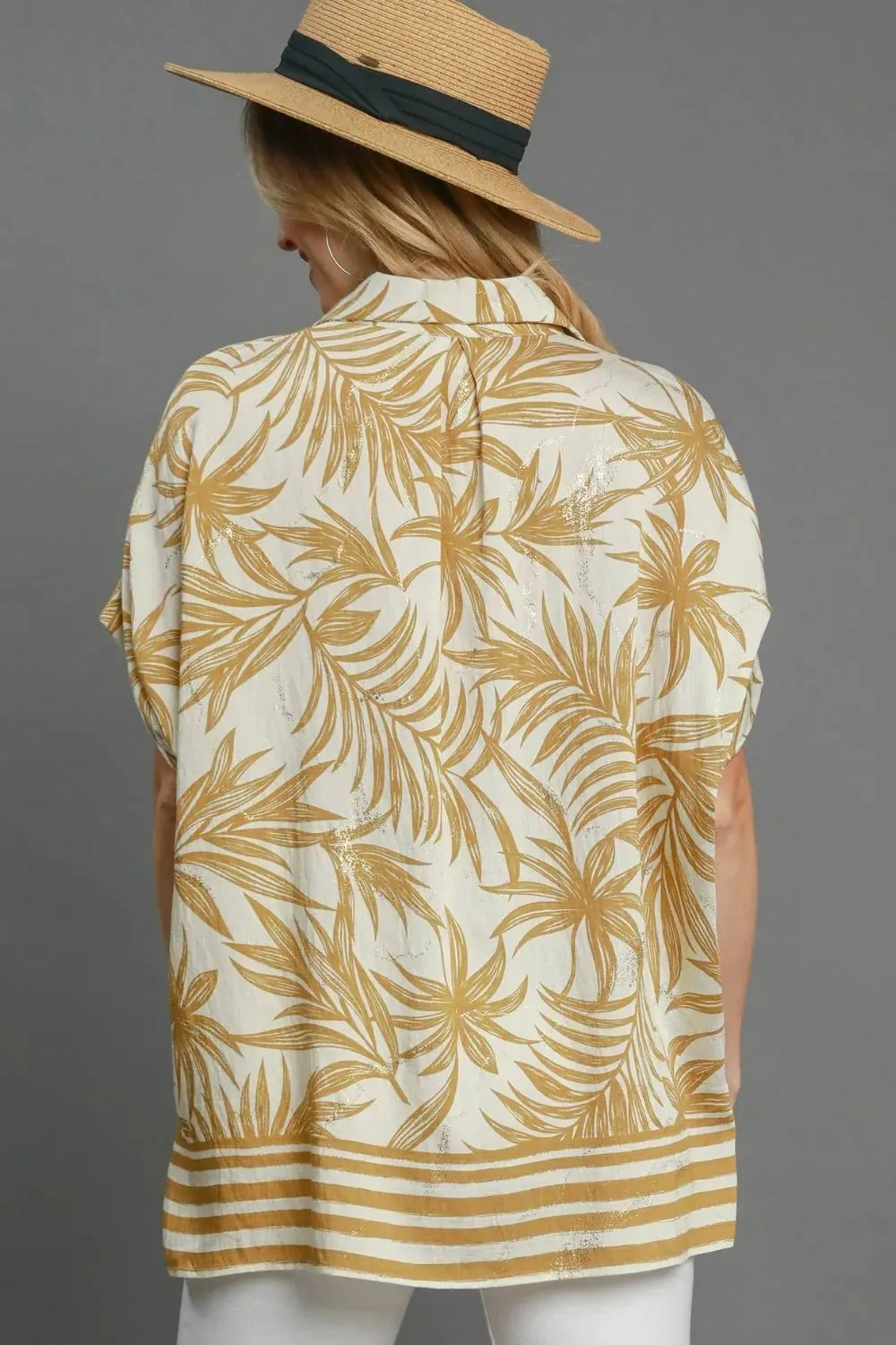 Umgee Full Size Tropical Print Button Down Shirt Plus Size sold by Gigi Laurent product image thumbnail 2