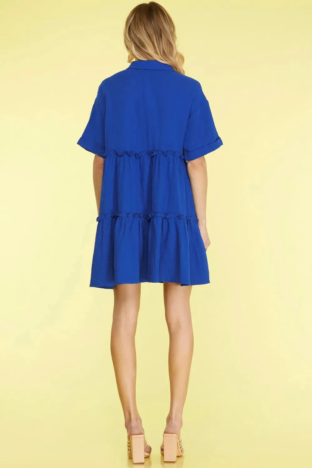 She + Sky Full Size Button Front Frill Tiered Mini Dress Plus Size sold by Gigi Laurent product image thumbnail 2