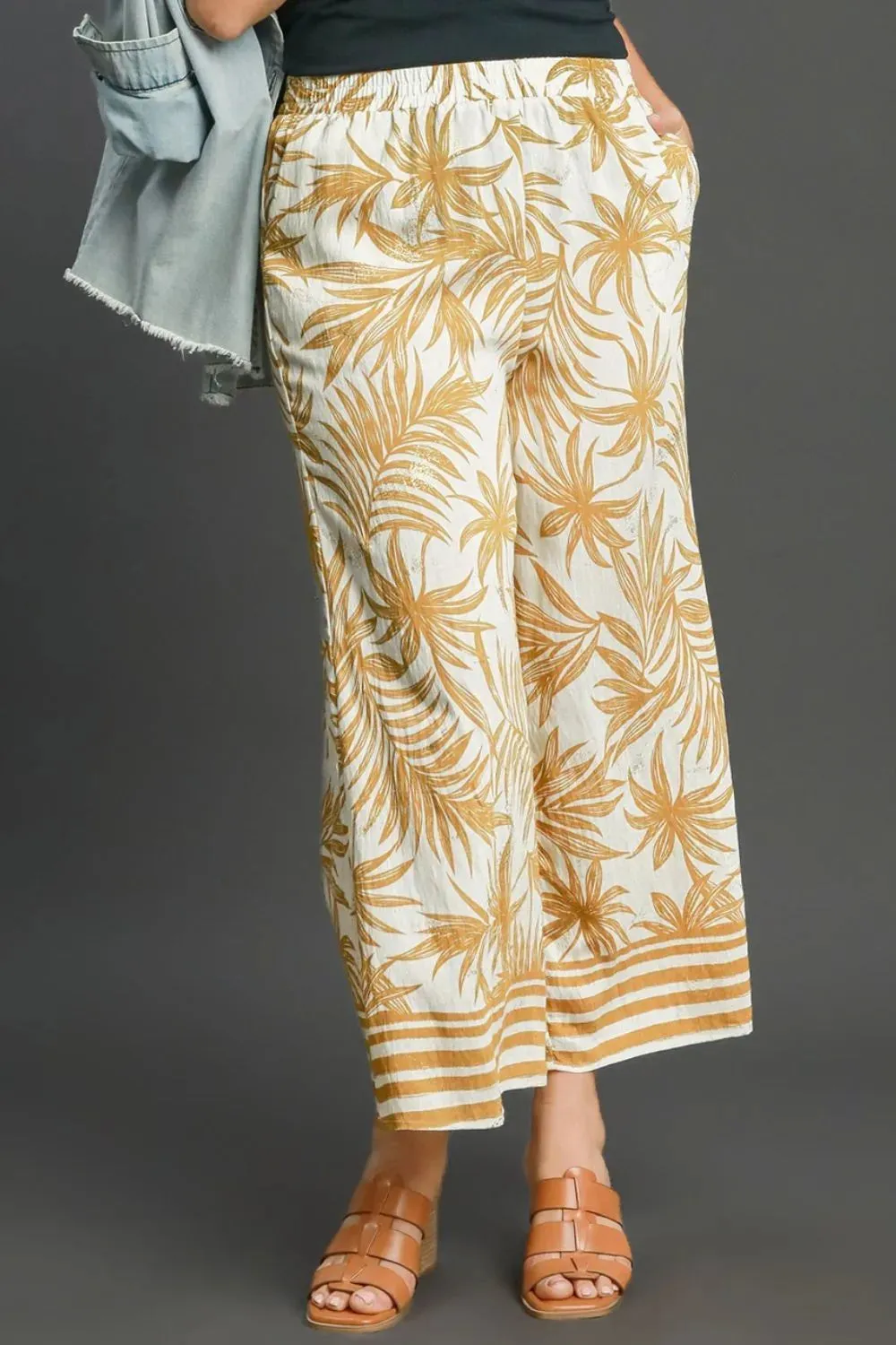 Umgee Full Size Tropical Print Wide Leg Pants Plus Size sold by Gigi Laurent product image thumbnail 2