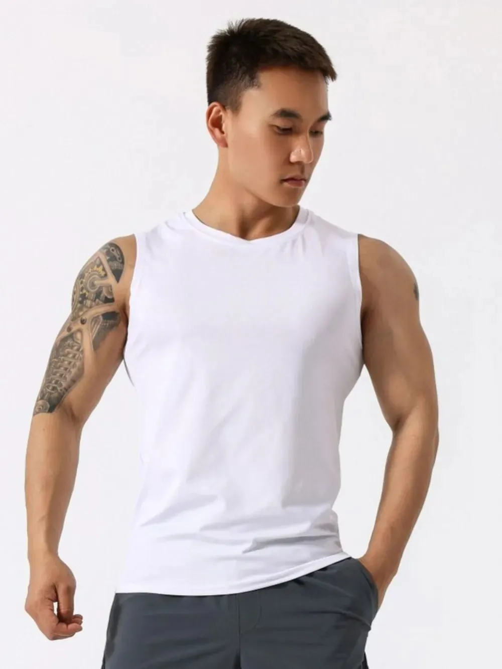 Men's Plus Size Round Neck Active Tank sold by Gigi Laurent